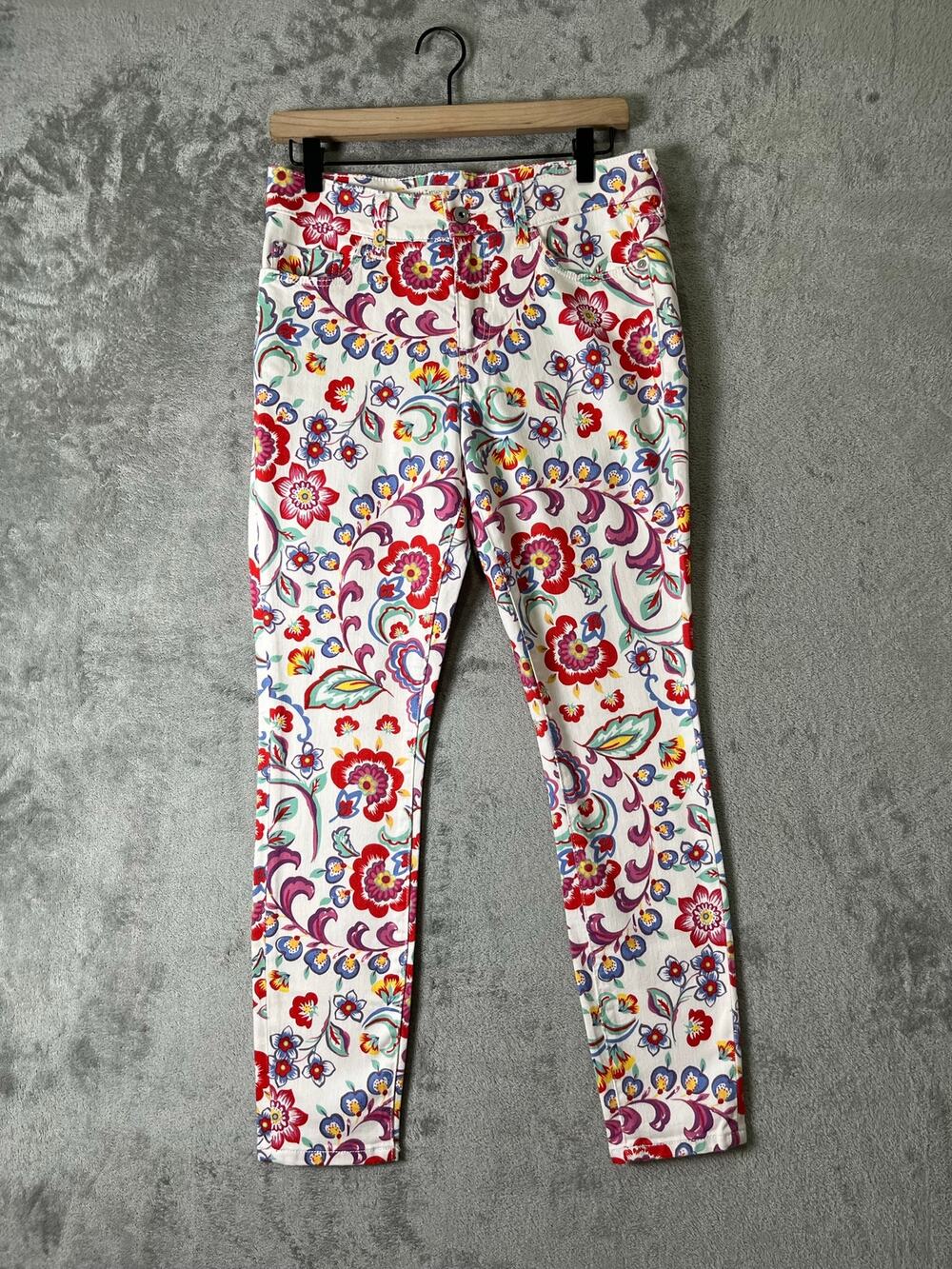 Pilcro Anthropologie Mid Rise Skinny Boho Floral Paisley Slim Pants Artsy 28 New
